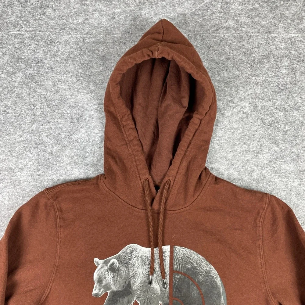 The North Face Hoodie Mens S Brown Grizzly Bear Half Dome Pullover Sweatshirt
